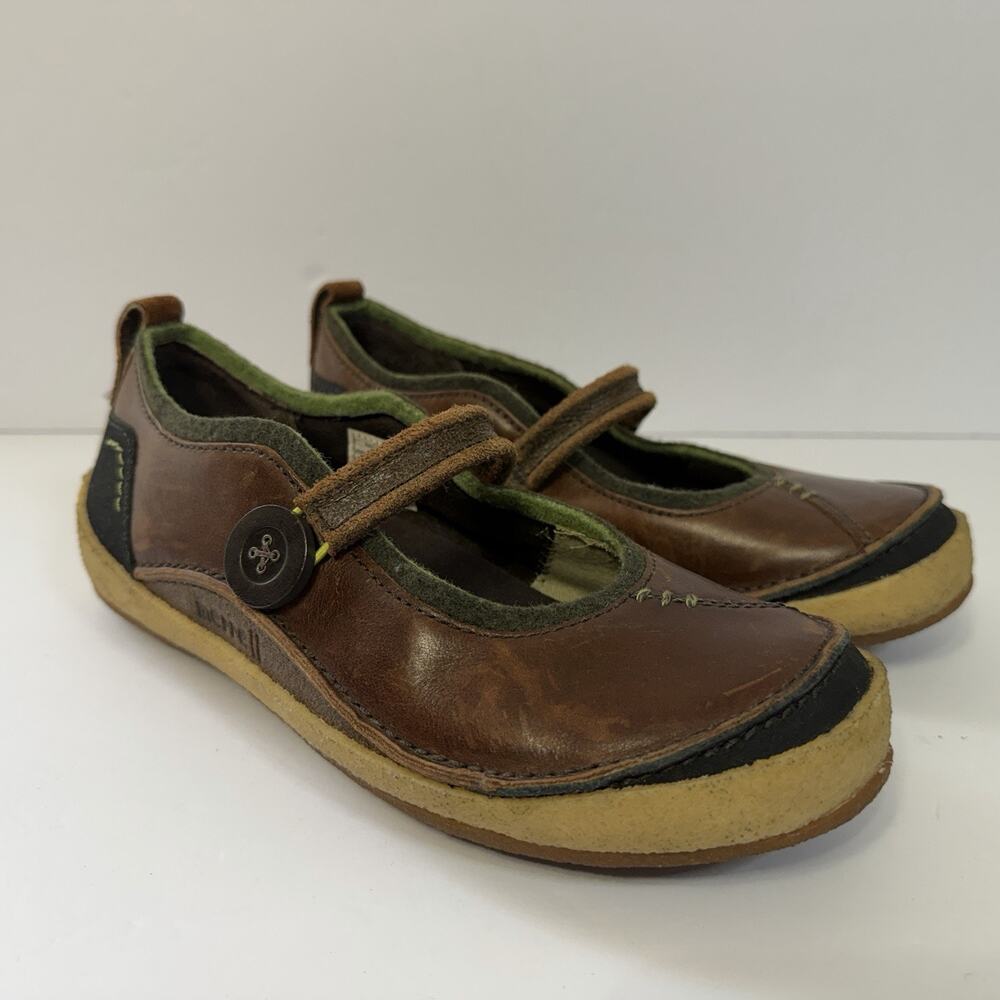 Merrell Womens Paris Saddle Mary Jane Flats Brown Leather Casual Shoes Size 7